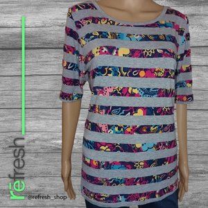 LuLaRoe Striped / Floral GiGi T-shirt